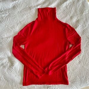 Red Long Sleeve Soft Turtleneck Top